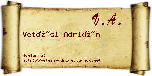 Vetési Adrián névjegykártya